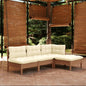 4-delige Loungeset met kussens grenenhout honingbruin