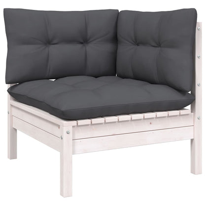 6-delige Loungeset met kussens grenenhout wit
