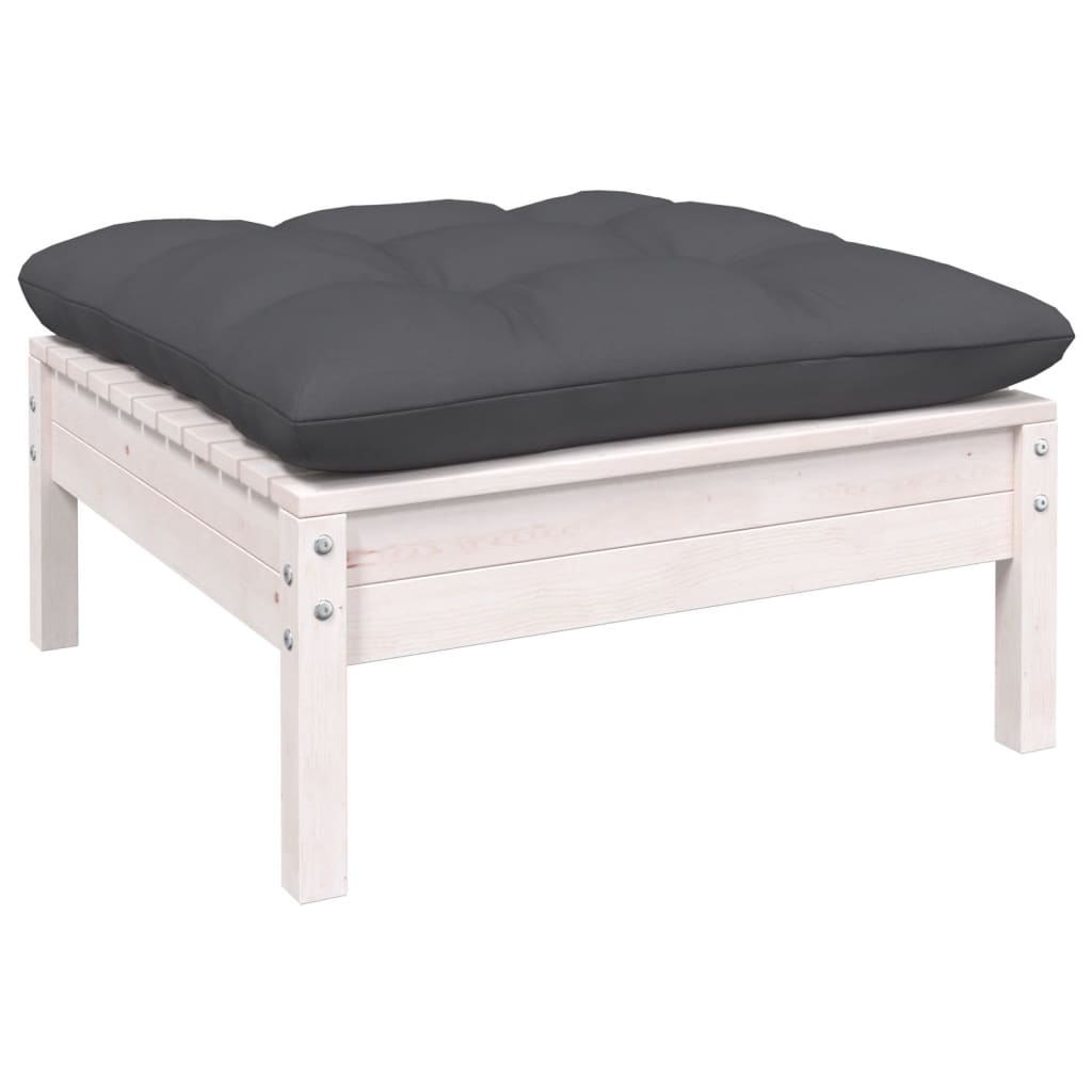 6-delige Loungeset met kussens grenenhout wit