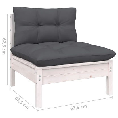 6-delige Loungeset met kussens grenenhout wit