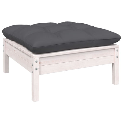 6-delige Loungeset met kussens massief grenenhout wit
