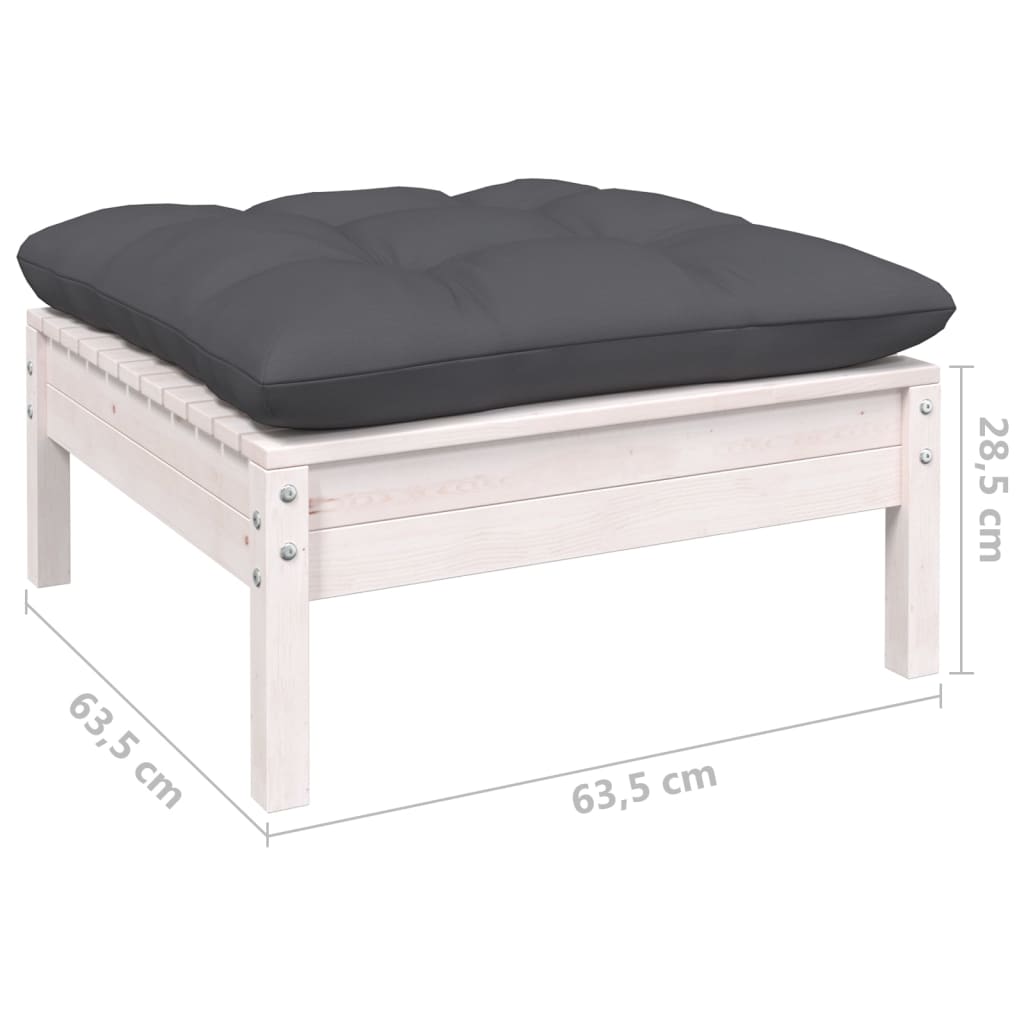 6-delige Loungeset met kussens massief grenenhout wit