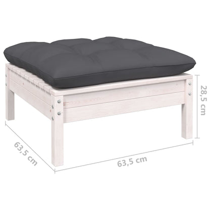 6-delige Loungeset met kussens massief grenenhout wit