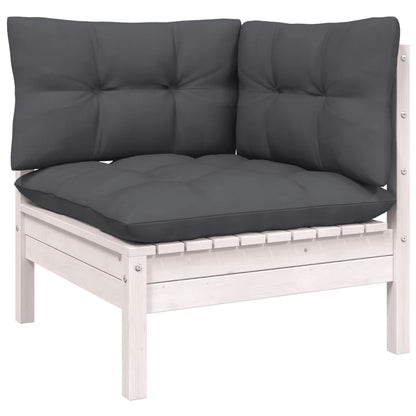 12-delige Loungeset met kussens massief grenenhout wit
