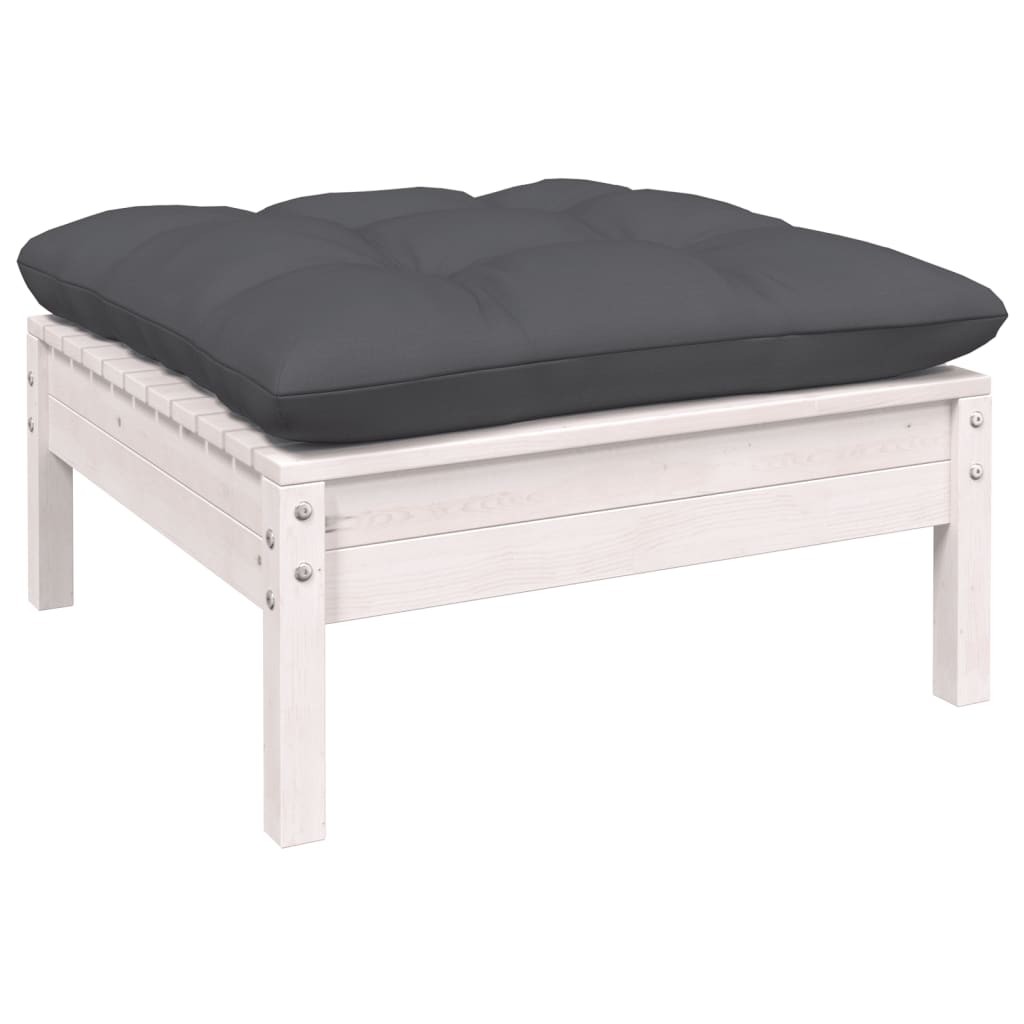 12-delige Loungeset met kussens massief grenenhout wit