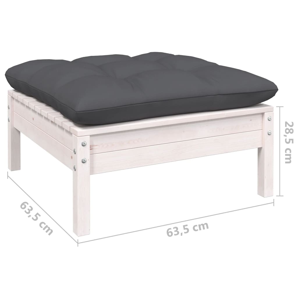 12-delige Loungeset met kussens massief grenenhout wit