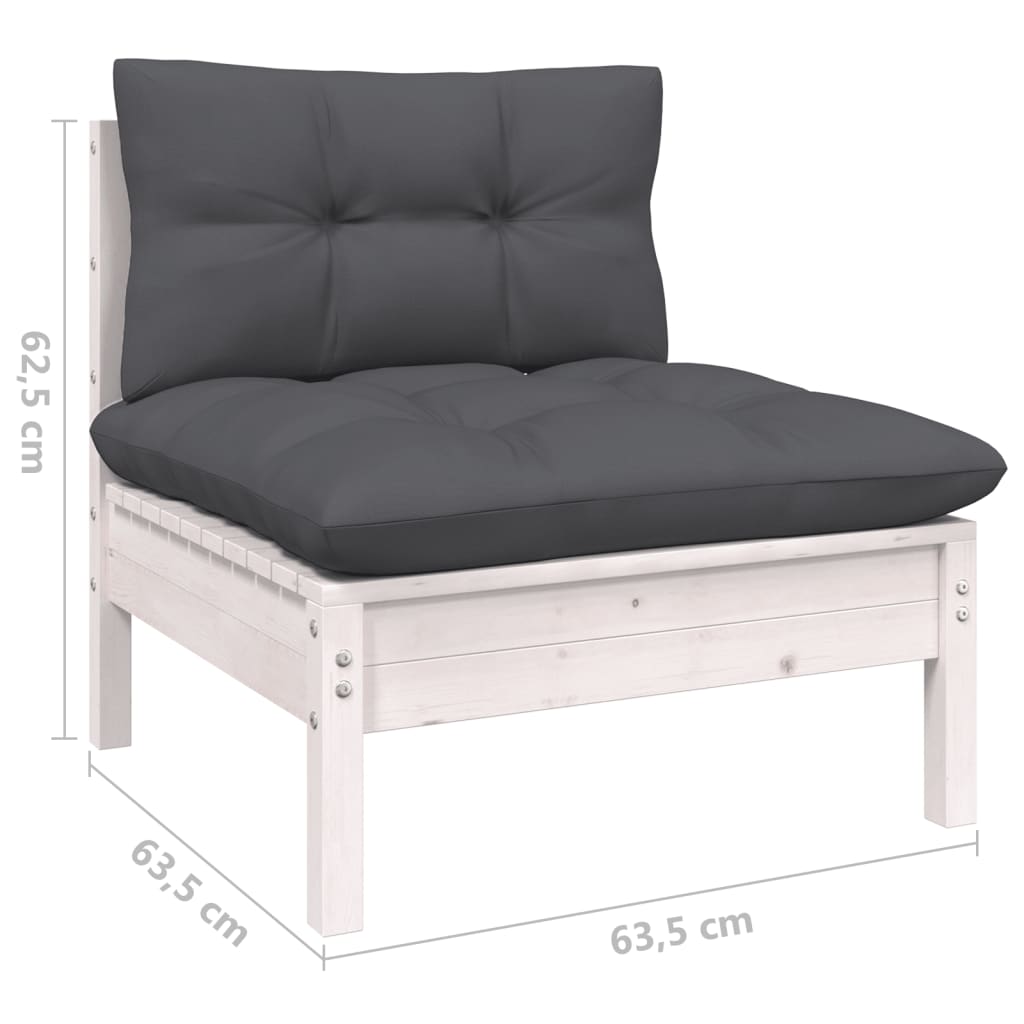 12-delige Loungeset met kussens massief grenenhout wit