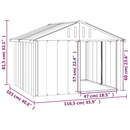 Hondenhok 116,5X103X81,5 Cm Gegalvaniseerd Staal 116.5 x 103 x 81.5 cm Grijs