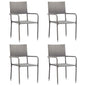 Tuinstoelen 4 st stapelbaar poly rattan grijs