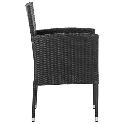 Tuinstoelen 2 st met zwarte kussens poly rattan zwart