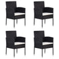 Tuinstoelen 4 st met crèmewitte kussens poly rattan zwart