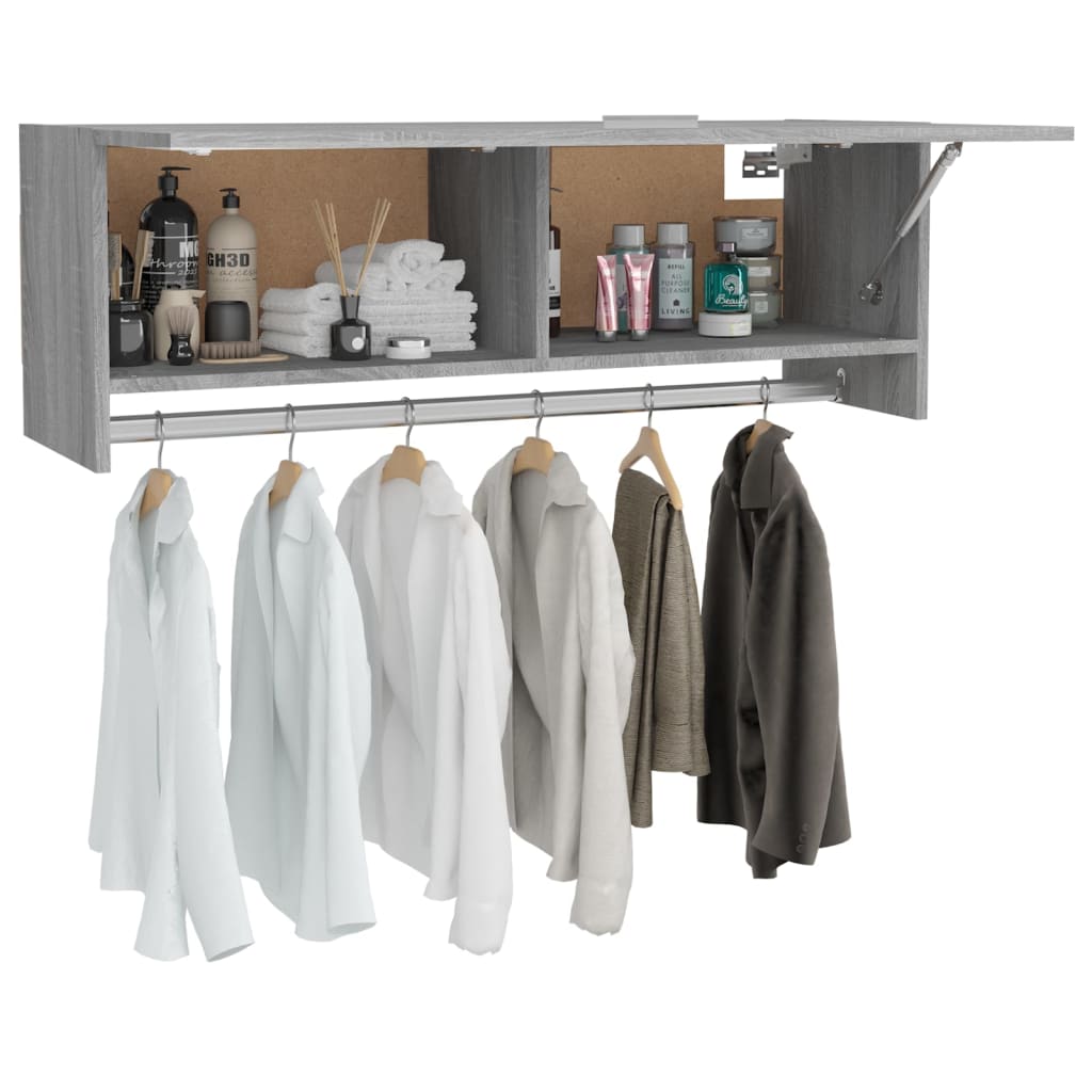 Kledingkast 100x32,5x35 cm bewerkt hout grijs sonoma eikenkleur
