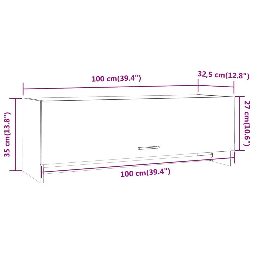 Kledingkast 100x32,5x35 cm bewerkt hout grijs sonoma eikenkleur