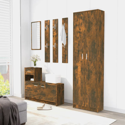 Gangkast 55x25x189 cm bewerkt hout gerookt eikenkleurig