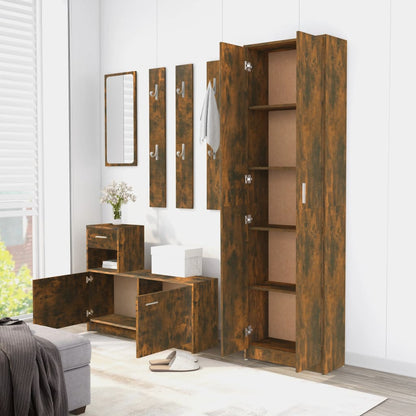 Gangkast 55x25x189 cm bewerkt hout gerookt eikenkleurig
