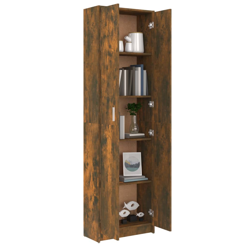 Gangkast 55x25x189 cm bewerkt hout gerookt eikenkleurig