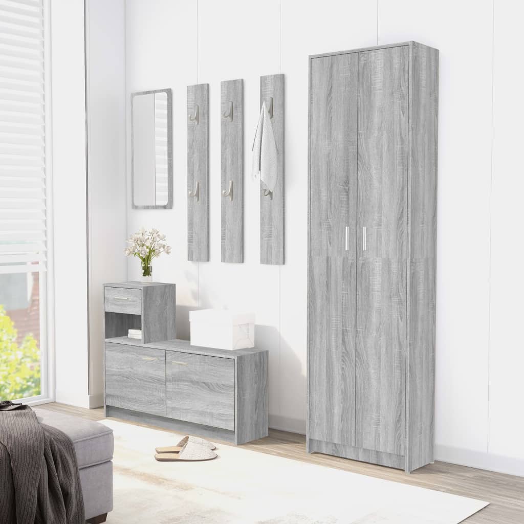 Gangkast 55x25x189 cm bewerkt hout grijs sonoma eikenkleurig