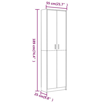 Gangkast 55x25x189 cm bewerkt hout grijs sonoma eikenkleurig