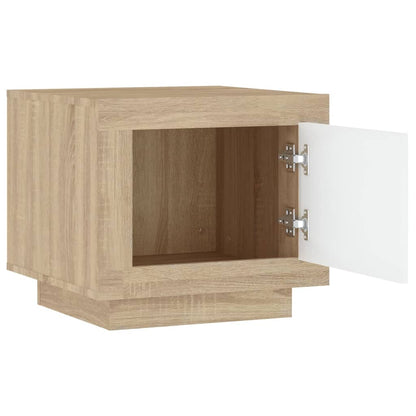 Salontafel 51x50x45 cm bewerkt hout wit en sonoma eikenkleurig