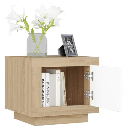 Salontafel 51x50x45 cm bewerkt hout wit en sonoma eikenkleurig