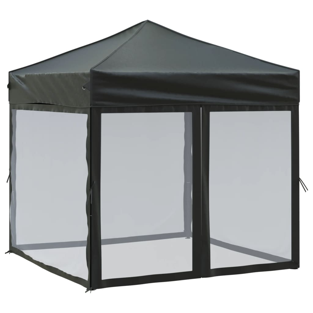Partytent inklapbaar met zijwanden 2x2 m zwart