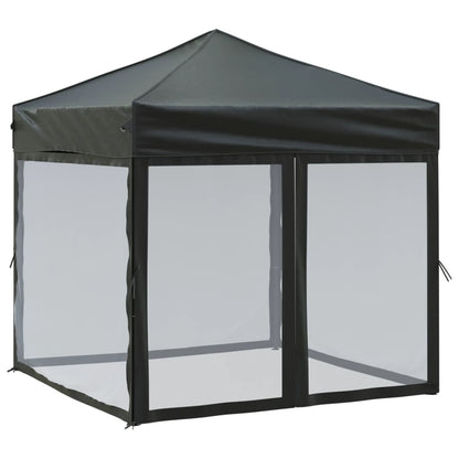 Partytent inklapbaar met zijwanden 2x2 m zwart