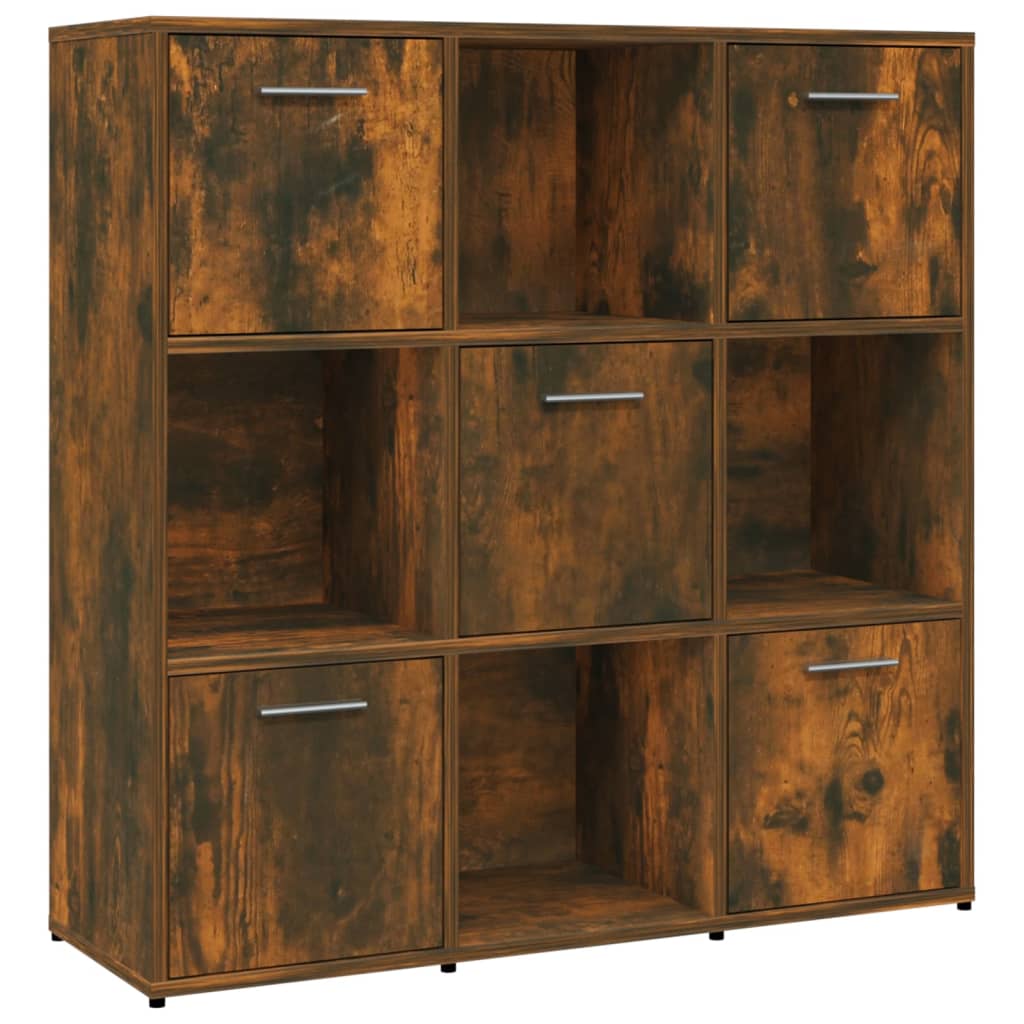 Boekenkast 90x30x90 cm bewerkt hout gerookt eikenkleurig