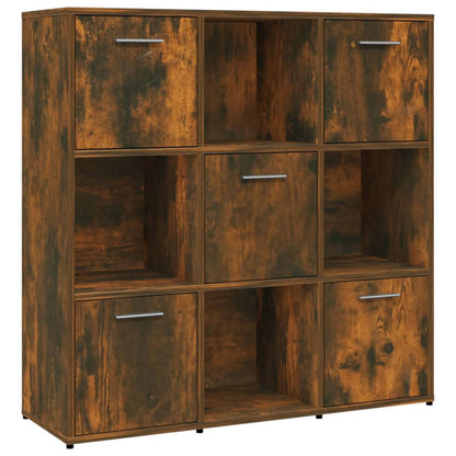 Boekenkast 90x30x90 cm bewerkt hout gerookt eikenkleurig