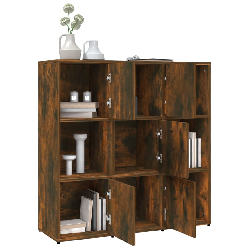 Boekenkast 90x30x90 cm bewerkt hout gerookt eikenkleurig
