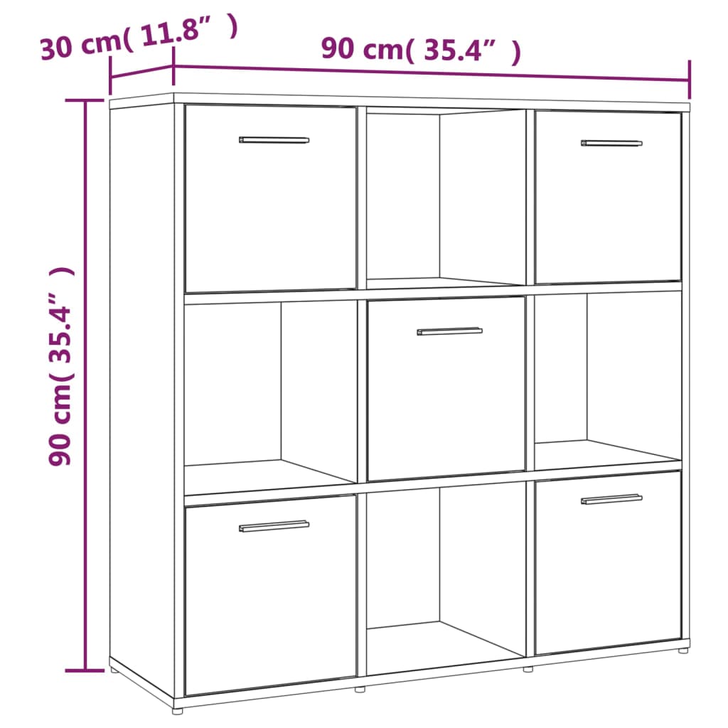 Boekenkast 90x30x90 cm bewerkt hout gerookt eikenkleurig
