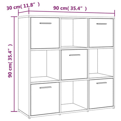 Boekenkast 90x30x90 cm bewerkt hout gerookt eikenkleurig