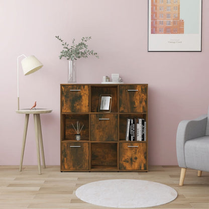 Boekenkast 90x30x90 cm bewerkt hout gerookt eikenkleurig