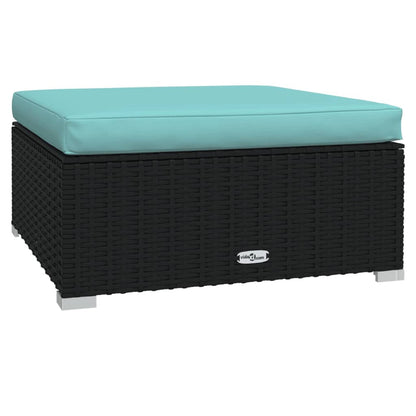 5-delige Loungeset met kussens poly rattan zwart