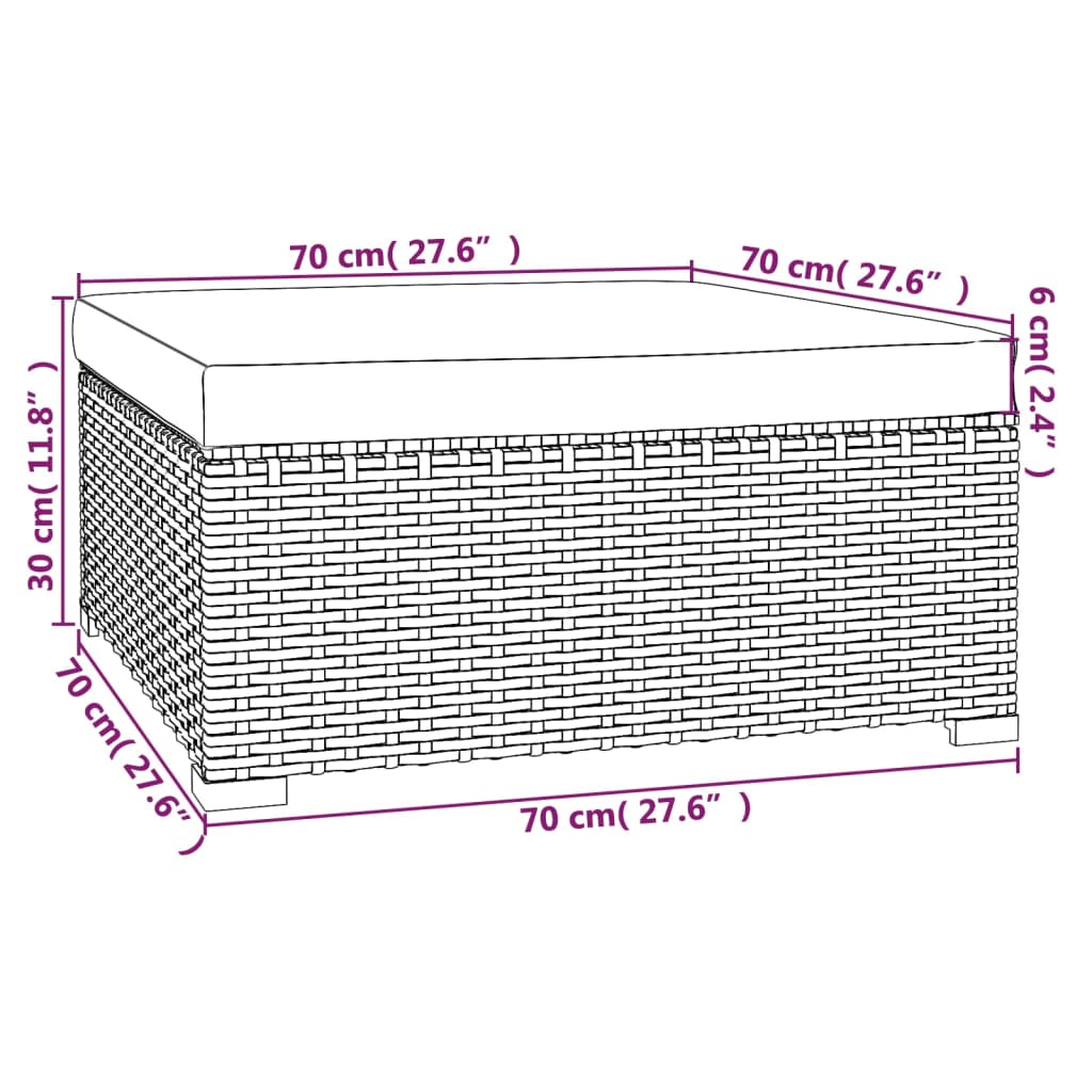 5-delige Loungeset met kussens poly rattan zwart