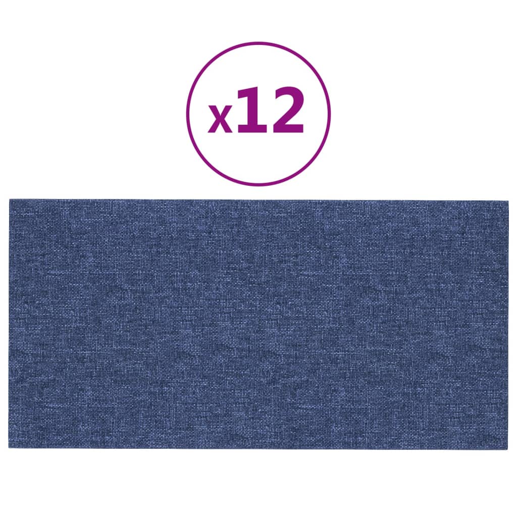 Wandpanelen 0,54 M² Stof Blauw 30 x 15 cm Rechthoekig