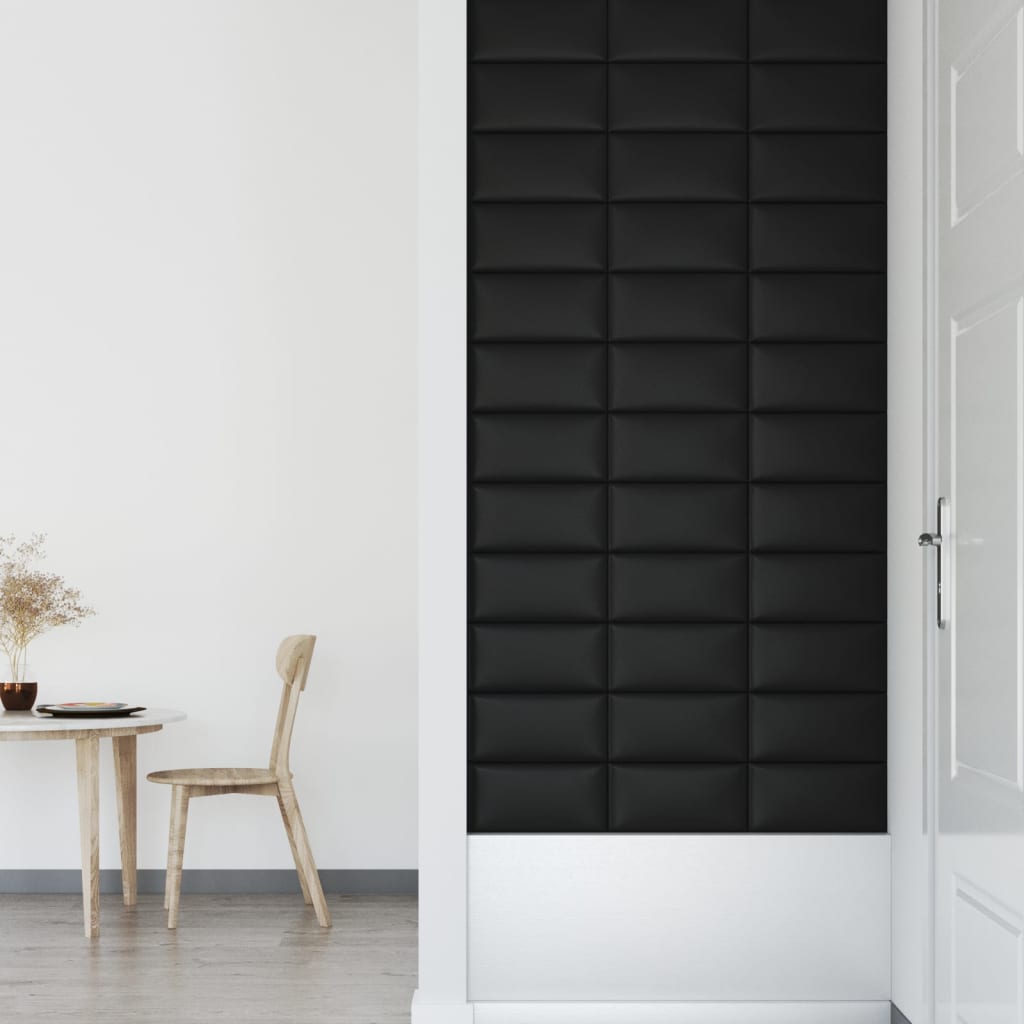 Wandpanelen 0,54 M² Kunstleer Zwart 30 x 15 cm Rechthoekig