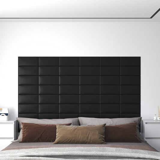 Wandpanelen 0,54 M² Kunstleer Zwart 30 x 15 cm Rechthoekig