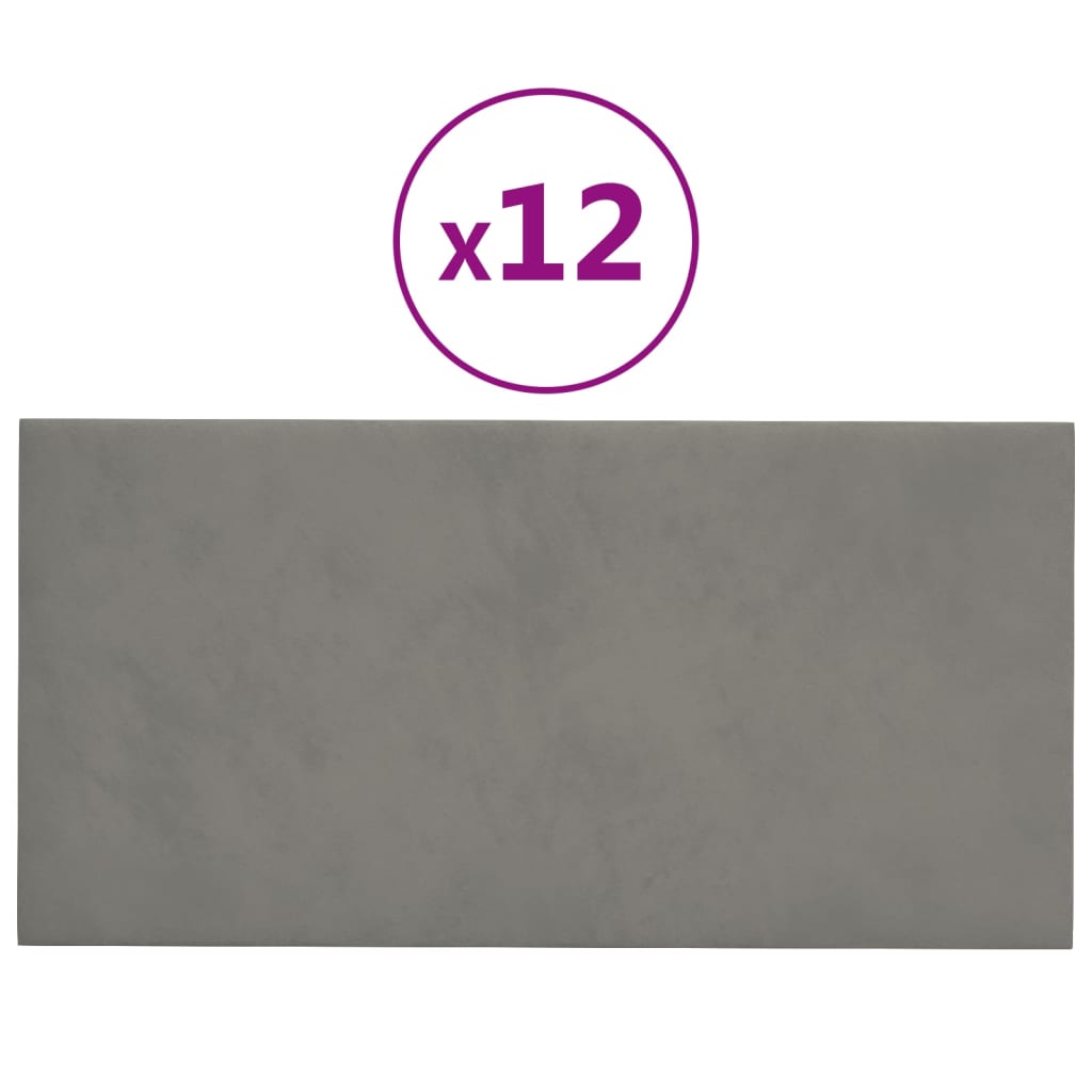 Wandpanelen 0,54 M² Fluweel Lichtgrijs 30 x 15 cm Rechthoekig