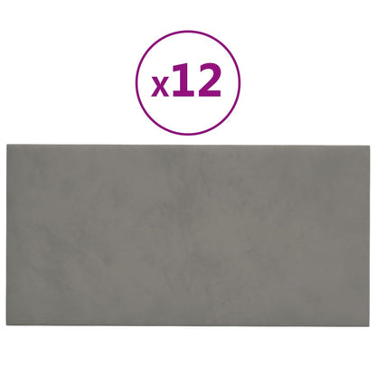 Wandpanelen 0,54 M² Fluweel Lichtgrijs 30 x 15 cm Rechthoekig