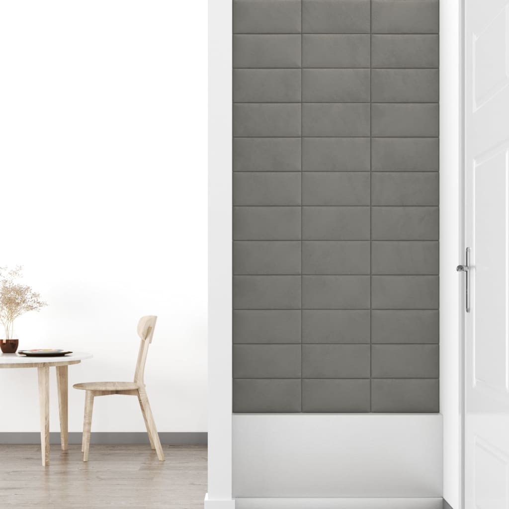 Wandpanelen 0,54 M² Fluweel Lichtgrijs 30 x 15 cm Rechthoekig