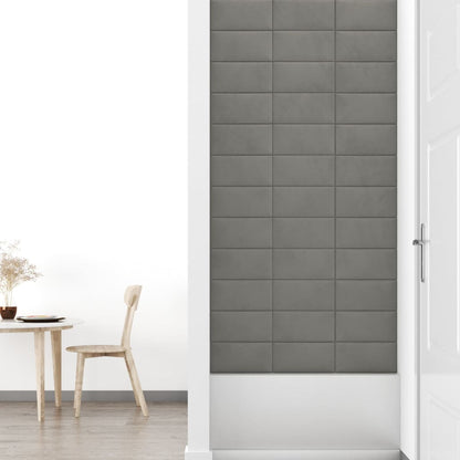Wandpanelen 0,54 M² Fluweel Lichtgrijs 30 x 15 cm Rechthoekig