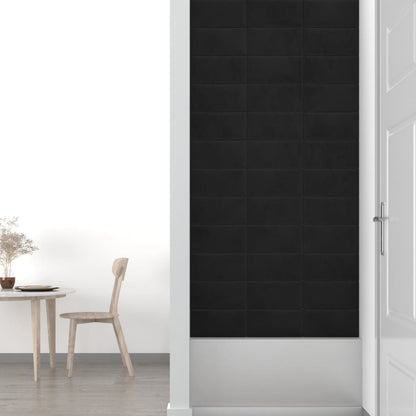 Wandpanelen 0,54 M² Fluweel Zwart 30 x 15 cm Rechthoekig