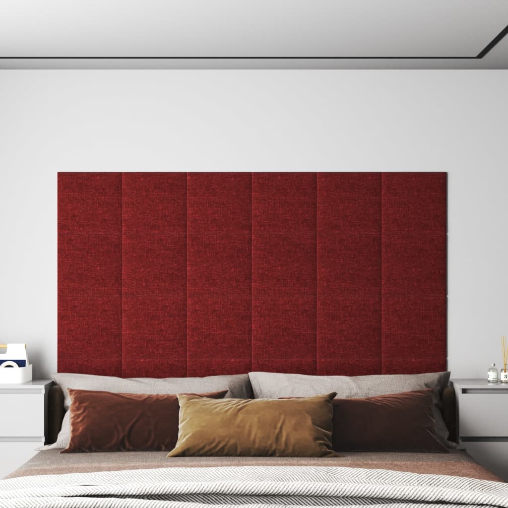Wandpanelen 1,08 M² Stof Wijnrood 30 x 30 cm Rechthoekig