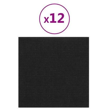 Wandpanelen 1,08 M² Stof Zwart 30 x 30 cm Rechthoekig