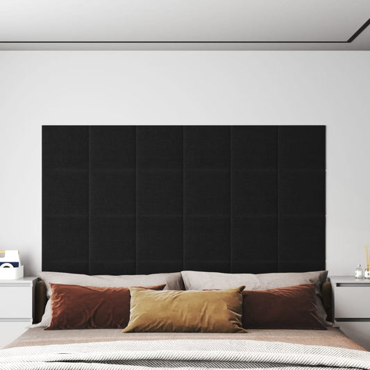 Wandpanelen 1,08 M² Stof Zwart 30 x 30 cm Rechthoekig