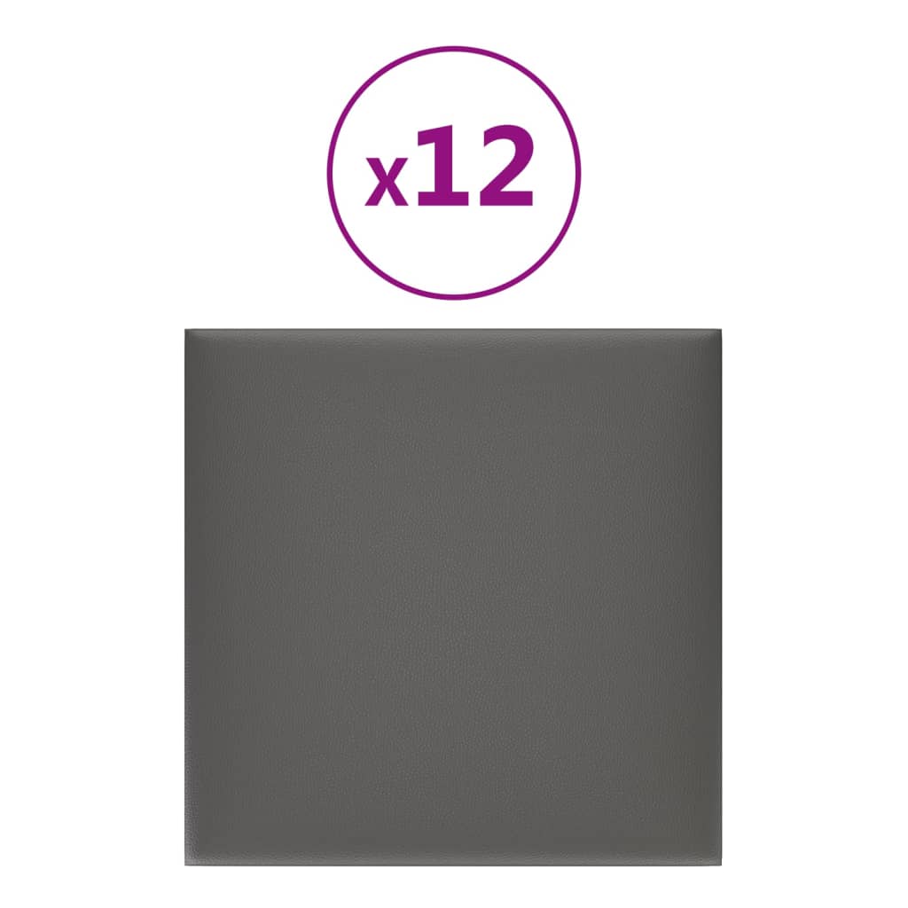 Wandpanelen 1,08 M² Kunstleer Grijs 30 x 30 cm Rechthoekig