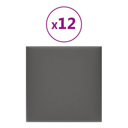 Wandpanelen 1,08 M² Kunstleer Grijs 30 x 30 cm Rechthoekig