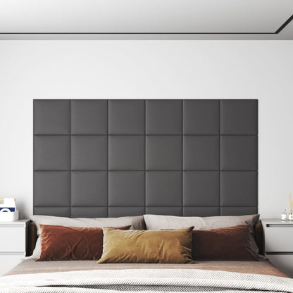 Wandpanelen 1,08 M² Kunstleer Grijs 30 x 30 cm Rechthoekig