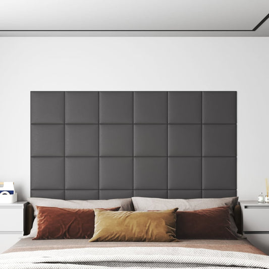 Wandpanelen 1,08 M² Kunstleer Grijs 30 x 30 cm Rechthoekig
