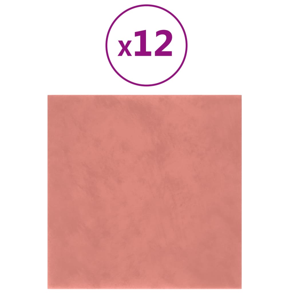 Wandpanelen 1,08 M² Fluweel Roze 30 x 30 cm Rechthoekig